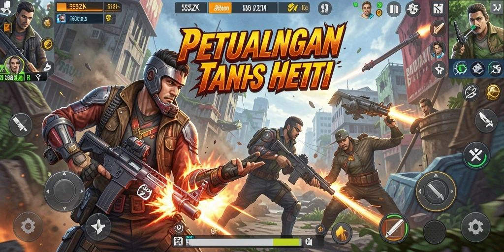 Tampilan gameplay mendebarkan dalam 555ZK, penuh aksi dan tantangan.