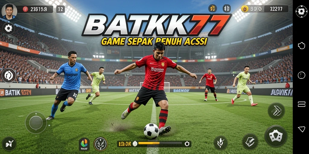 Tampilan gameplay mengasyikkan dari BATIK77 dengan aksi sepak bola penuh energi.
