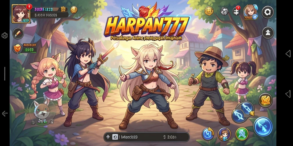 Tampilan gameplay yang menakjubkan dari HARAPAN777 dengan karakter Anime.