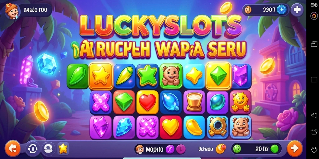 Tampilan gameplay LUCKYSLOTS yang seru dan berwarna-warni.