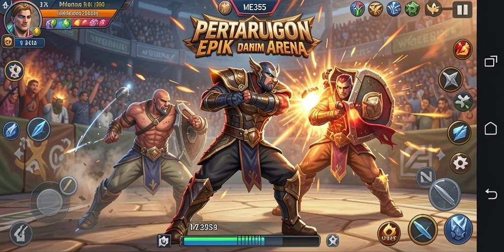 Tampilan gameplay seru di arena pertarungan ME355.