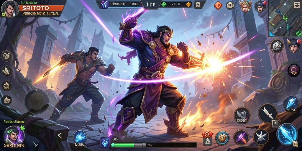 Screenshot gameplay SRITOTO menampilkan aksi pertarungan yang intens.