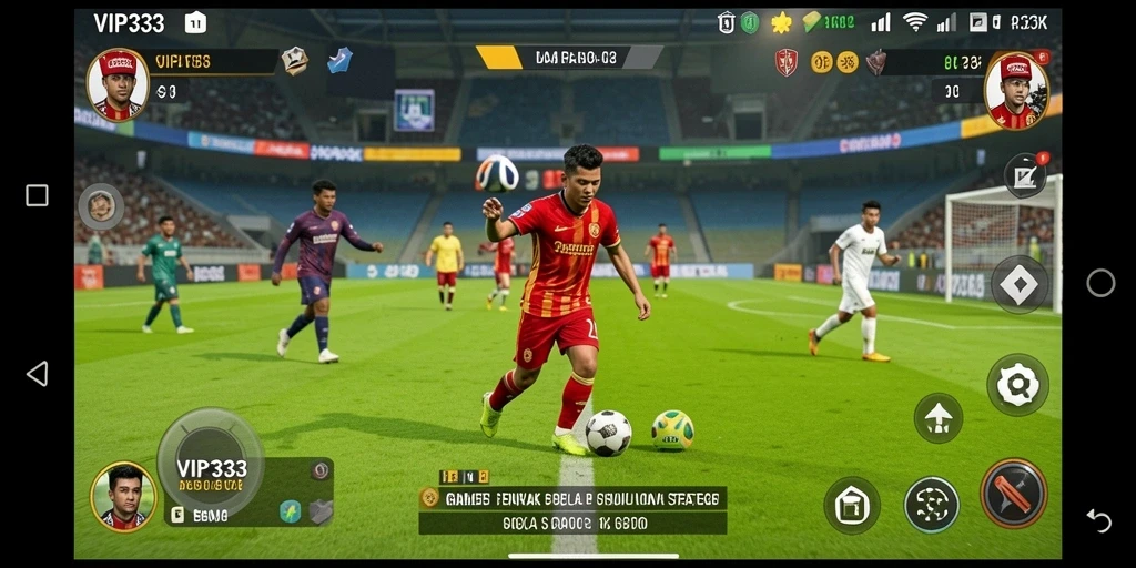 Tampilan gameplay seru dalam VIP333 yang menampilkan aksi sepak bola.